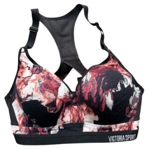 Incredible by Victoria's Secret Black and Pink Floral Sports Bra